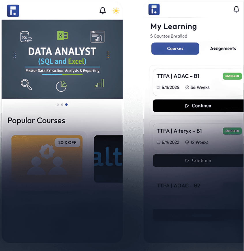Mobile app learning interface