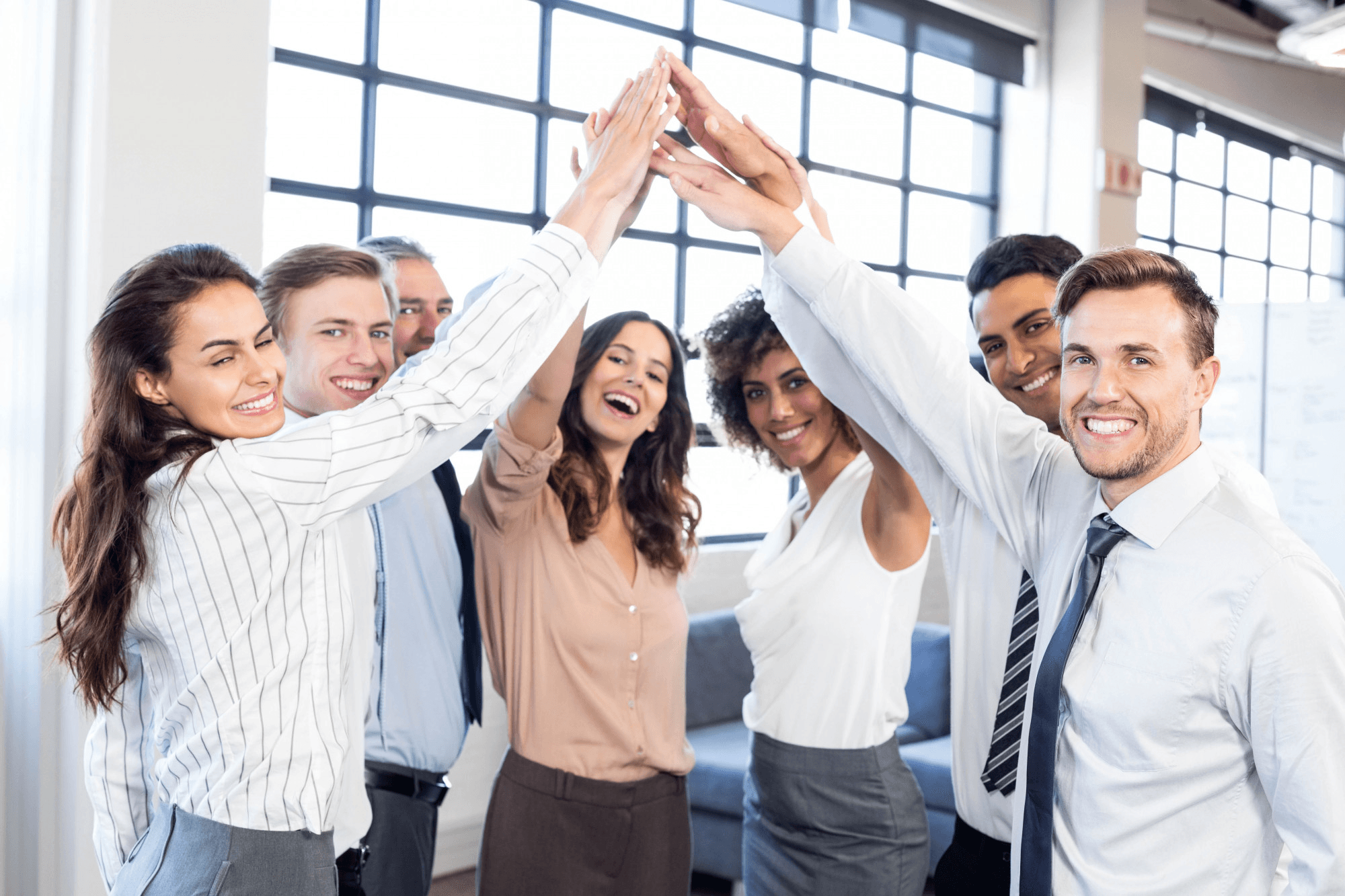 Team high five celebration